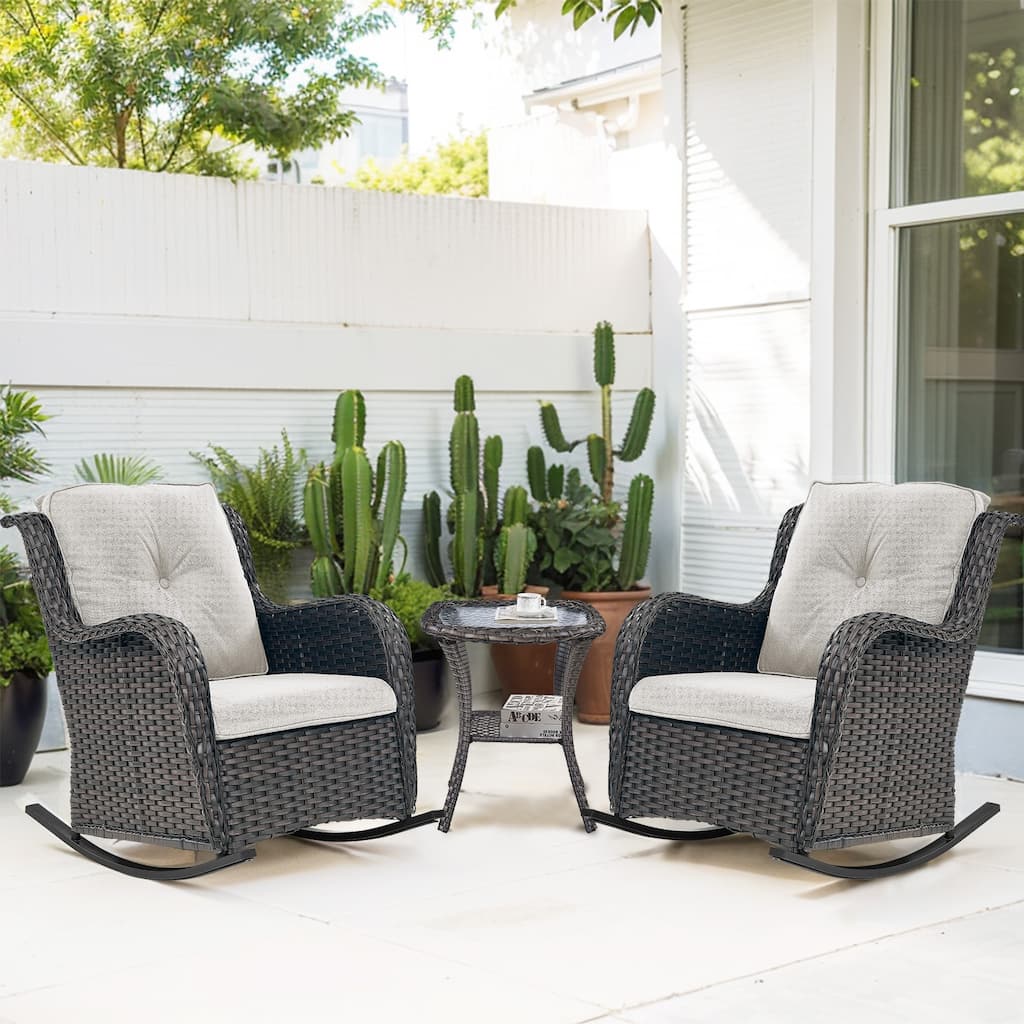 Pocassy Outdoor Rocking Chair Rocker Chairs Set