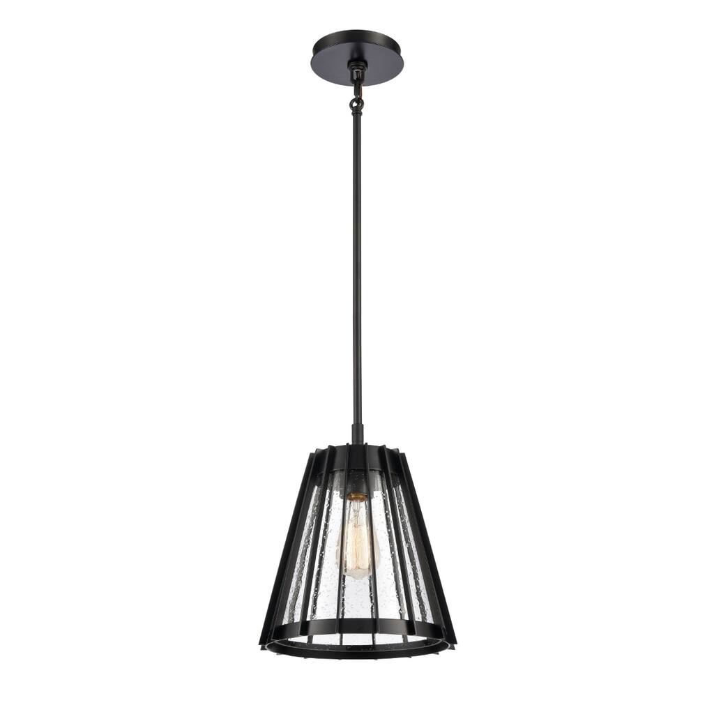Open Louvers 10-inch Wide 1-Light Pendant in Matte Black - 10in W x 10in D x 12in H