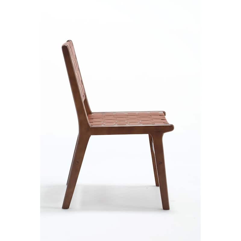 Saddle Leather Woven Dining Chair