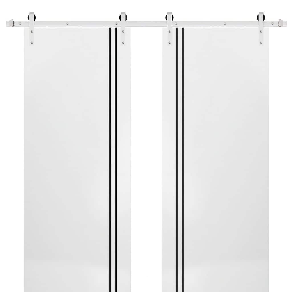 Sturdy Double Barn Door 36 x 80 with Planum 0016 White Silk with 13FT