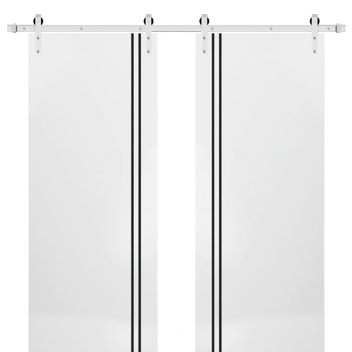 SartoDoors Planum 0016 | Closet Door Double Barn Door | Solid Wood | Hardware Set | 36x80, White Silk Bedroom Door Bathroom Door
