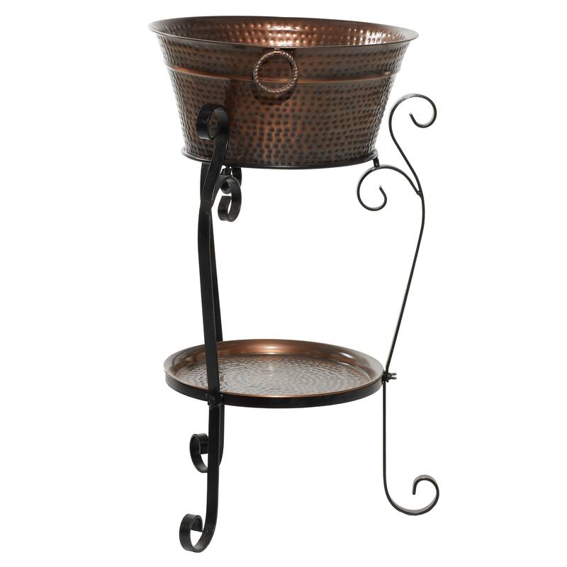 Metal Scroll Ice Bucket - Copper - Roche River Decor - 20"W x 20"L x 35"H