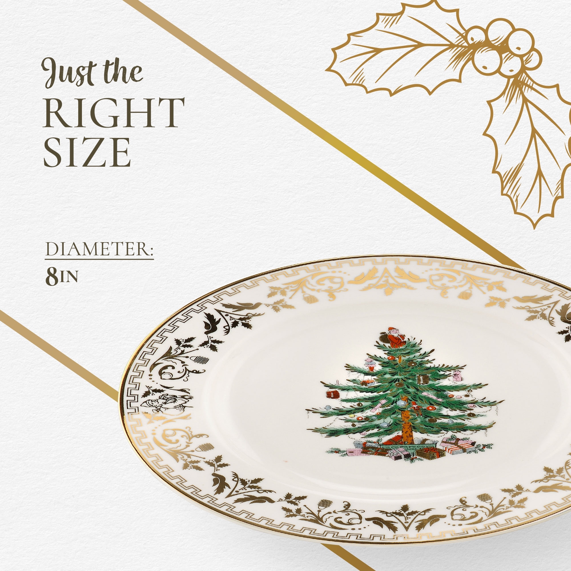 Spode Christmas Tree Gold Collection Set of 4 Salad Plates - 8