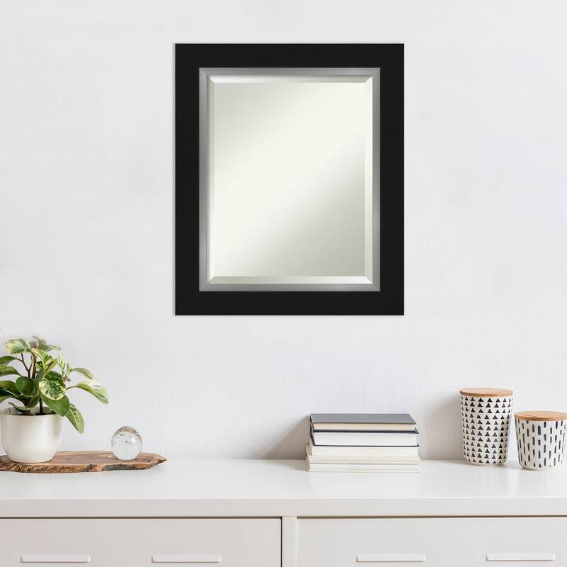 Beveled Wall Mirror - Eva Black Silver Frame