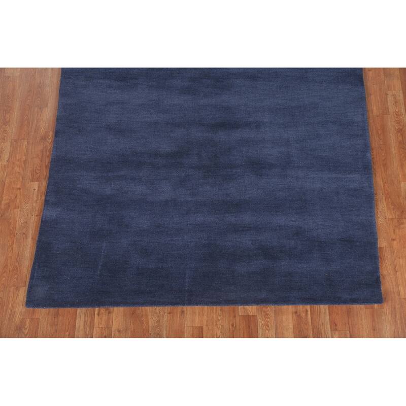 Blue Contemporary Gabbeh Oriental Area Rug Hand-knotted Wool Carpet - 5'5" x 7'10"
