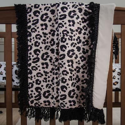 Rizzy Home Tatum Leopard Print Fringe Crib Quilt - 38" X 50"