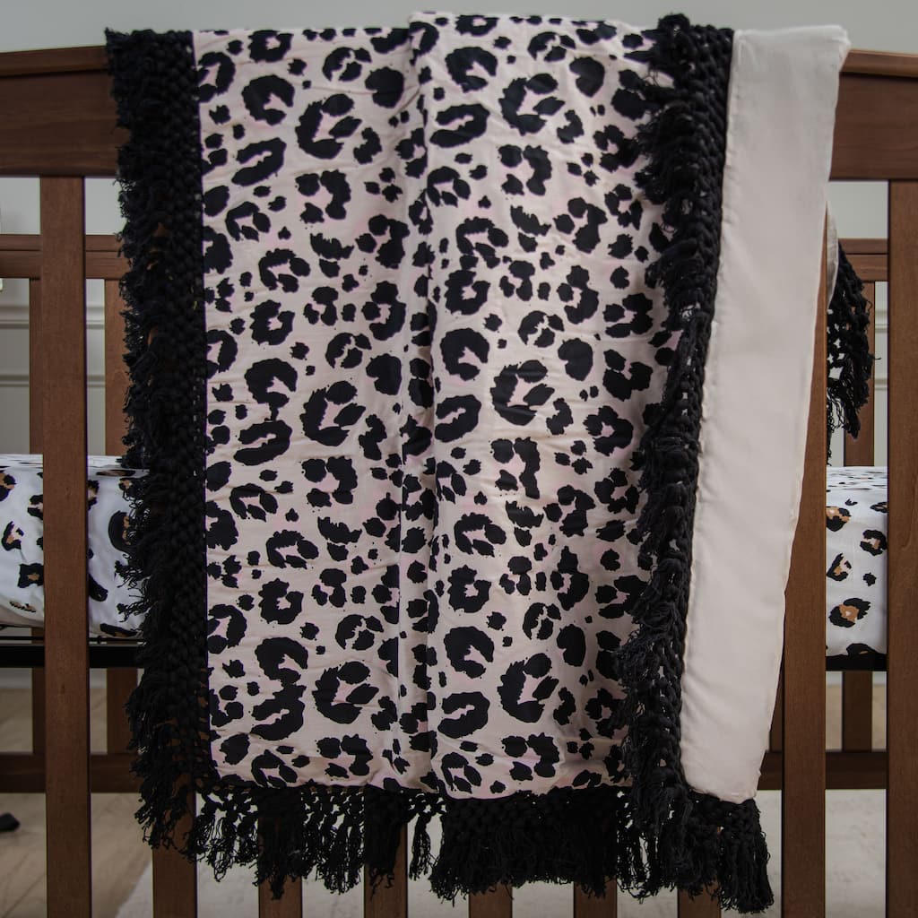 Rizzy Home Tatum Leopard Print Fringe Crib Quilt - 38" X 50"