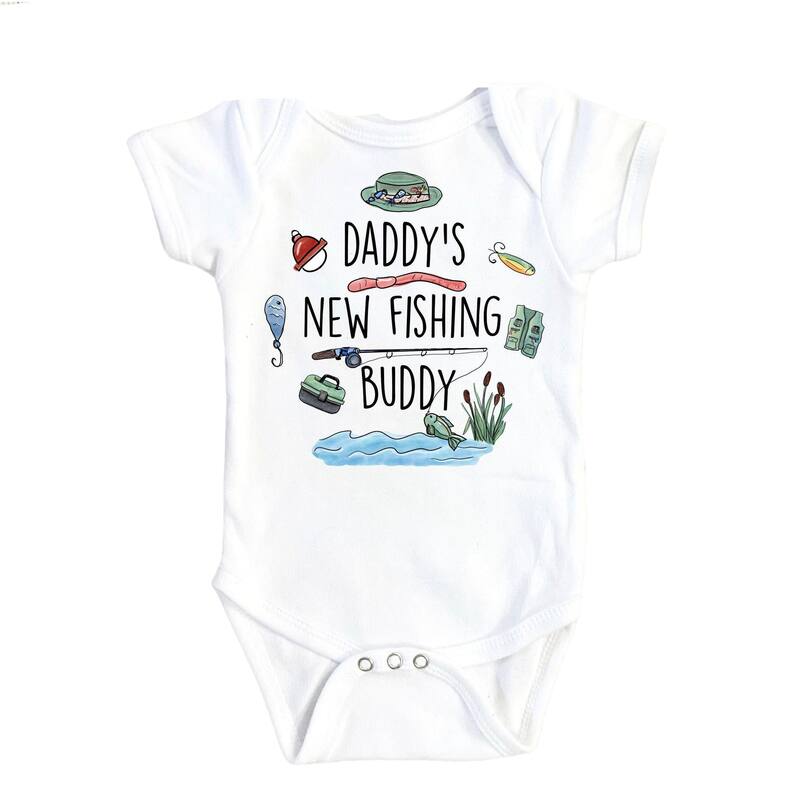 Fishing Buddy - Baby Boy Girl Clothes Infant Bodysuit Funny Cute Newborn - White - Newborn