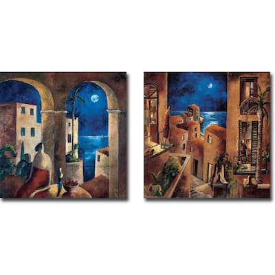 Mirando la Luna & Miremos la Luna by Didier Lourenco 2-pc Gallery Wrapped Canvas Giclee Set (18 in x 18 in Each Canvas in Set)