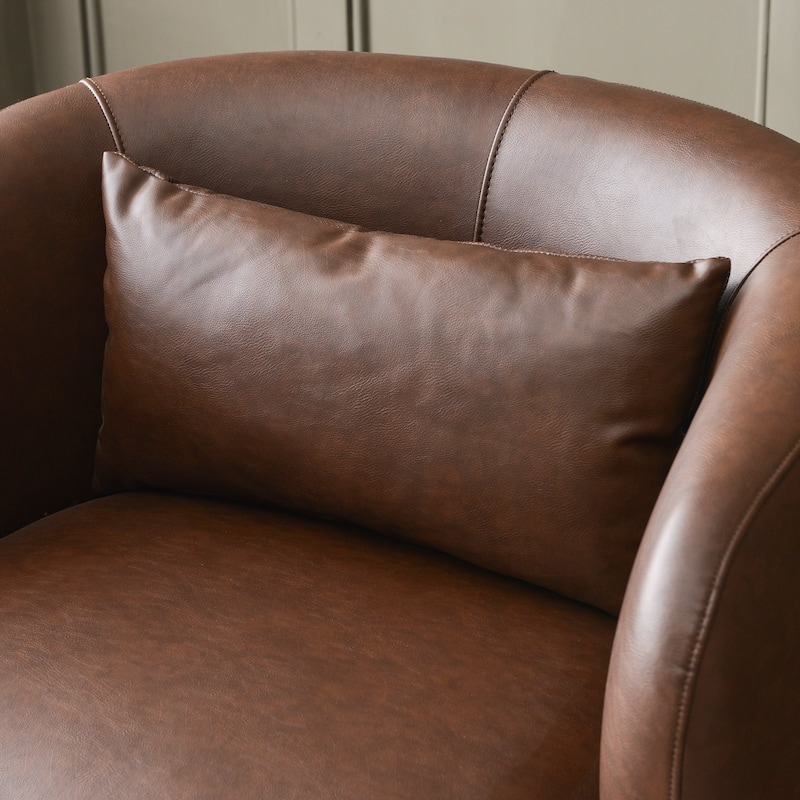 KINWELL 2-Piece Faux Leather Living Room Sets - 1 Swivel Accent Chair & 1 Ottoman Footrest