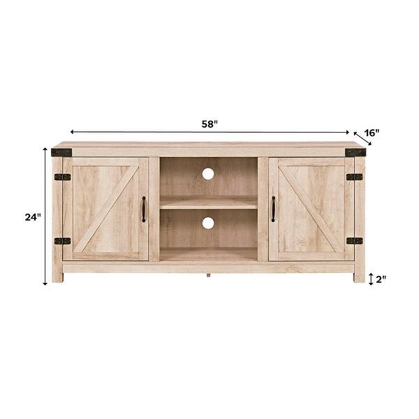 dimension image slide 4 of 7, Middlebrook Firebranch 58-inch Barn Door TV Stand