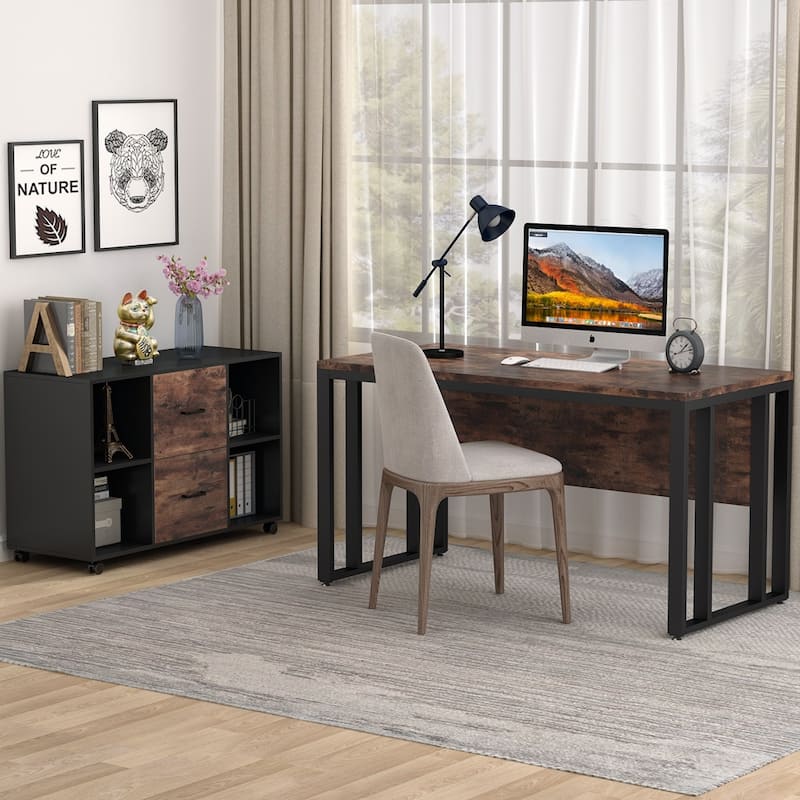 2-Drawer Wood Mobile Lateral File Cabinet