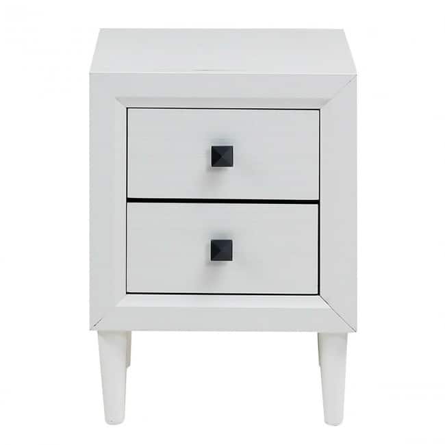 Versatile 2-Drawer Retro Bedside Table - Practical Nightstand for Any Room - White