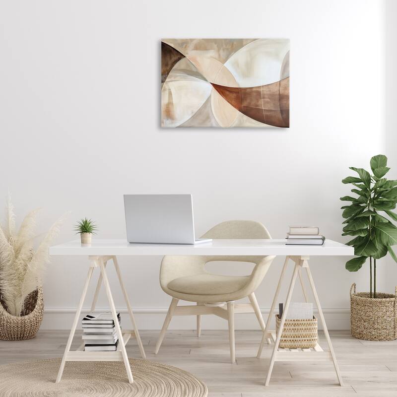 Stupell Curved Neutral Tones Abstraction Canvas Wall Art Design By LSR Creative Studio