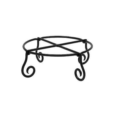 Achla Designs Small Short Piazza Plant Stand, 12.25 Inch Diameter, Black Powder Coat Finish