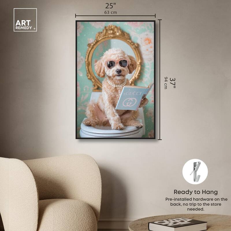 Goldendoodle Toilet Time Canvas by Art Remedy