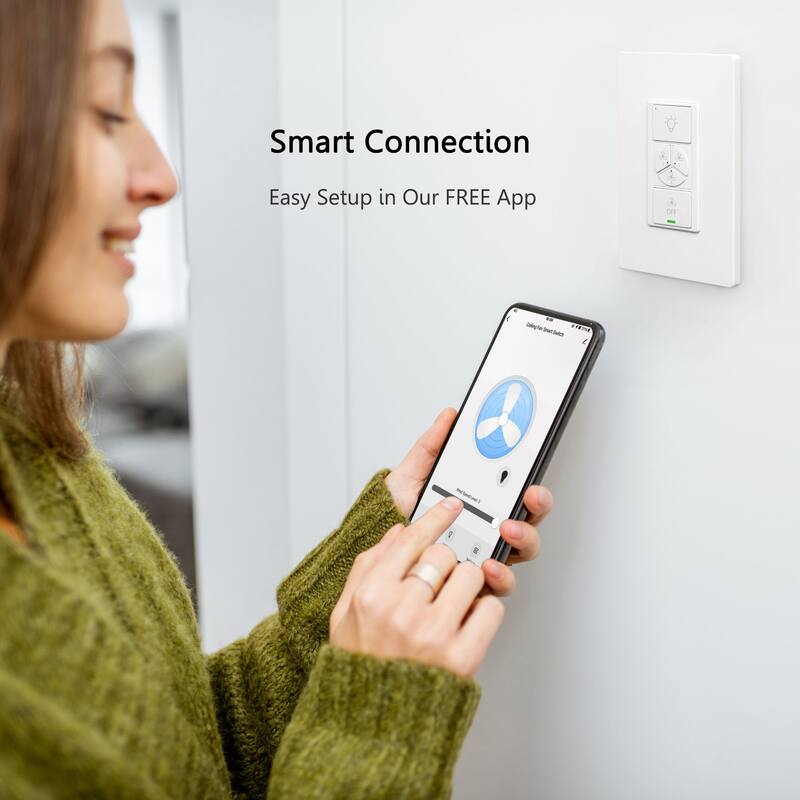 CARRO Smart Ceiling Fan Wall Switch (1 Gang), Works with Alexa, Google Home and Siri (Capable of controlling AC ceiling fans)
