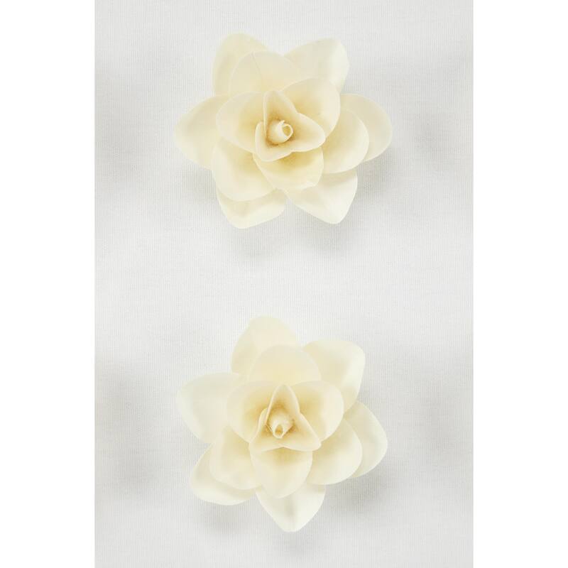 Wooden Floral 3D Shadow Box with Brown Frame - White - Roche River Decor