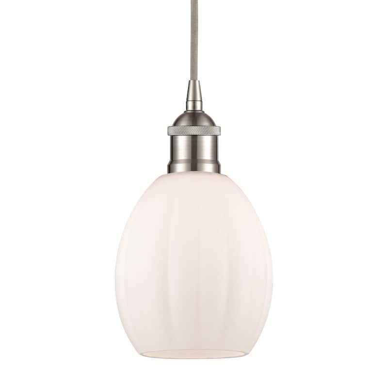 Innovations Lighting 616-1P-11-6 Eaton Pendant Eaton 6" Wide Mini - Brushed Satin Nickel / Matte White