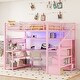 preview thumbnail 3 of 10, Metal Loft Bed with L-Shaped Desk, Wardrobe, Heavy Duty Frame with LED Lights & Charging Station