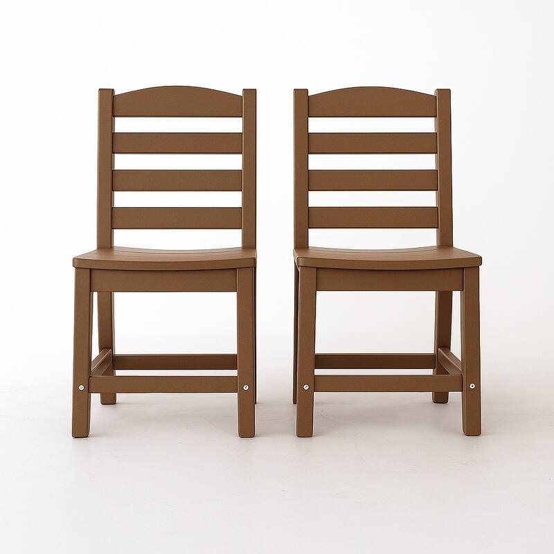 Armless Outdoor Chairs - HDPE Material Set of 2, Weather Resistant