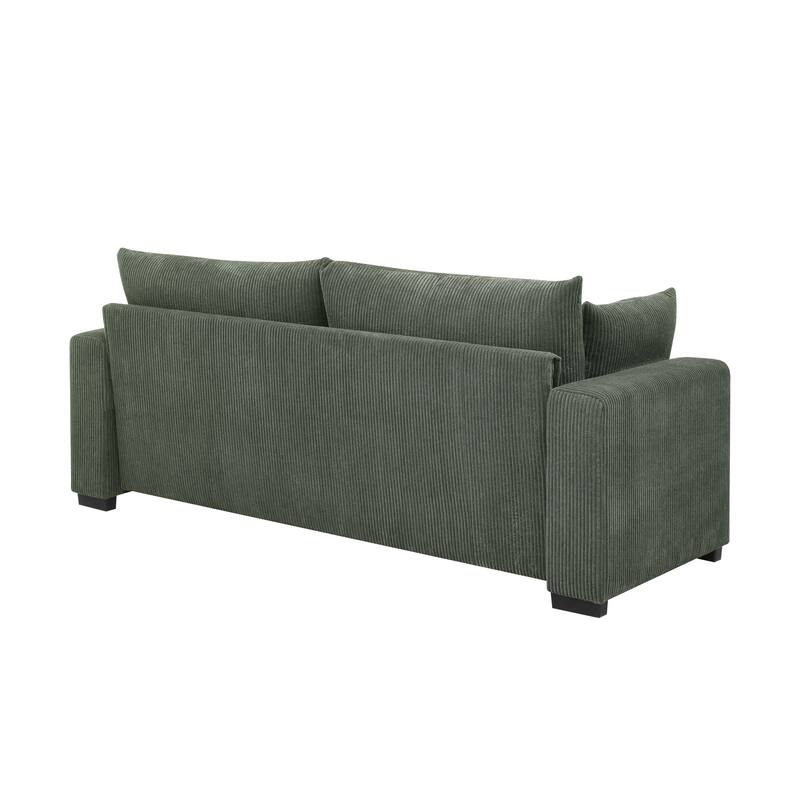 Coastal Haven Corduroy Sofa,Deep Seat Cushions And Overstuffed Back Pillows