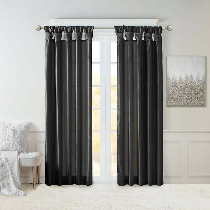 Twist Tab Total Blackout Window Curtain Panel - Black-1