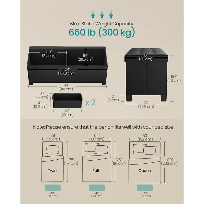 Storage Ottoman with Legs, 30 Gal. (112 L)
