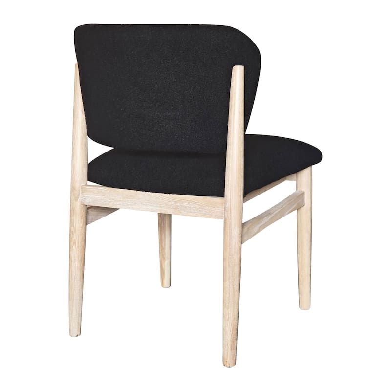Fela Dining Chair Set of 2, Black Seat and Back, Natural Brown Wood
