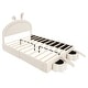 preview thumbnail 28 of 42, Velvet Upholstered Rabbit-Shape Princess Bed, Cute Platform Bed w2 Storage Stools & Headboard & Footboard for Kids