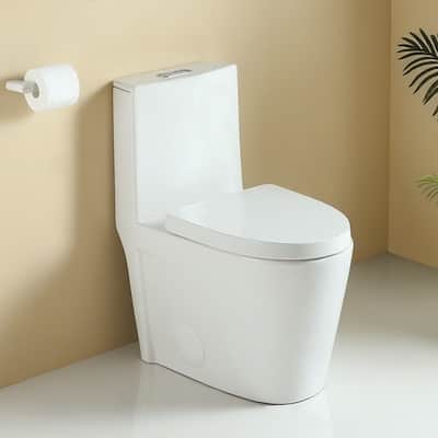 Glossy White One-Piece Toilet