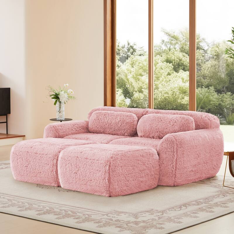 Anmytek Modular Sectional Sofa with Chaise - No Assembly Required, Plush Fabric