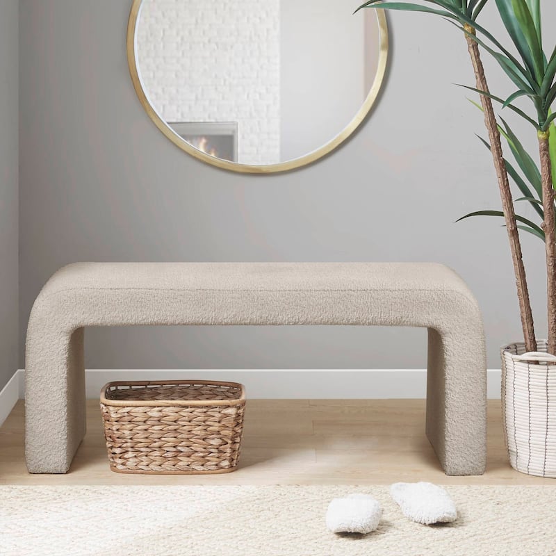 INK+IVY Steve Boucle Waterfall Bench - 42"W - Beige
