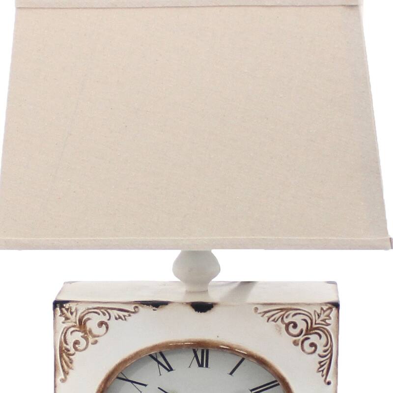 22" Metal Table Lamp with Beige Rectangular Shade and Traditional Design for Living Room or Bedroom - 22”H x 7”W x 7”D