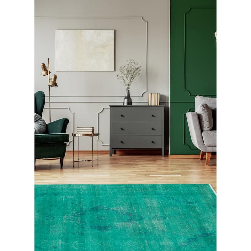 ECARPETGALLERY Hand-knotted Color Transition Green Wool Rug - 4'4 x 7'1