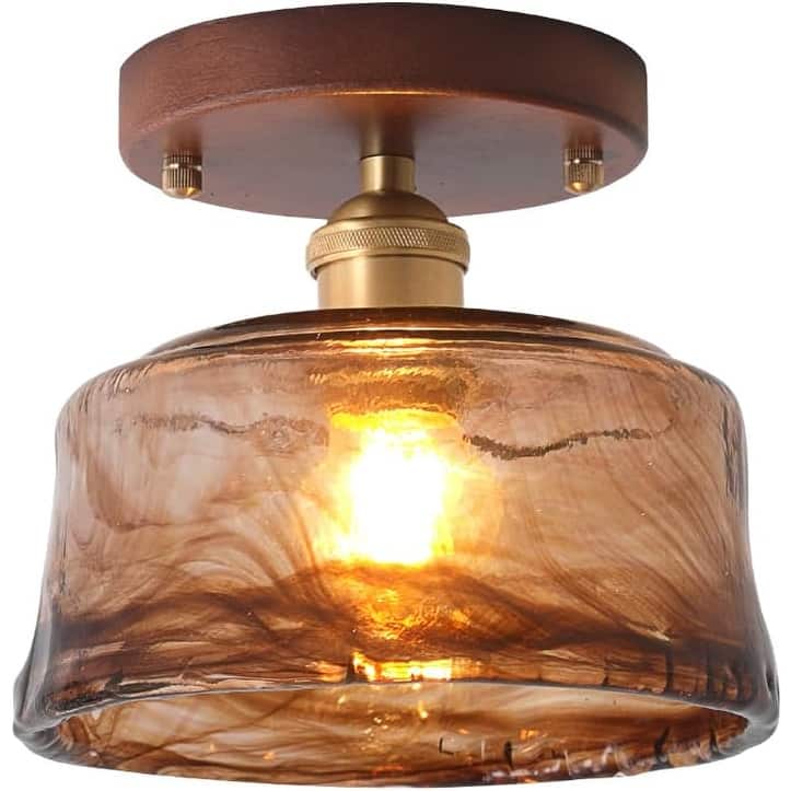 Modern ceiling light brown hallway light wood, brass, glass entry way light