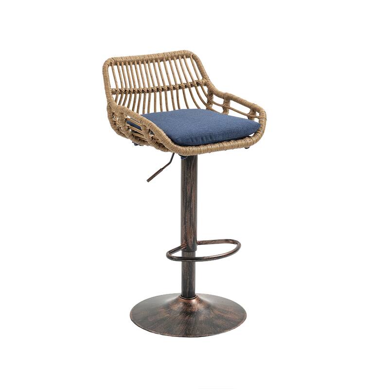 2Pcs Swivel Bar Stools With Footrest, Metal Frame, Up To 250 Lbs Load Bearing Capacity Retro Adjustable Height 35.04" To 42.9"