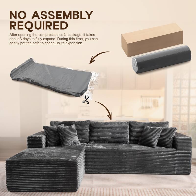 OVIOS All-Foam Plush L-Shaped Sofa​