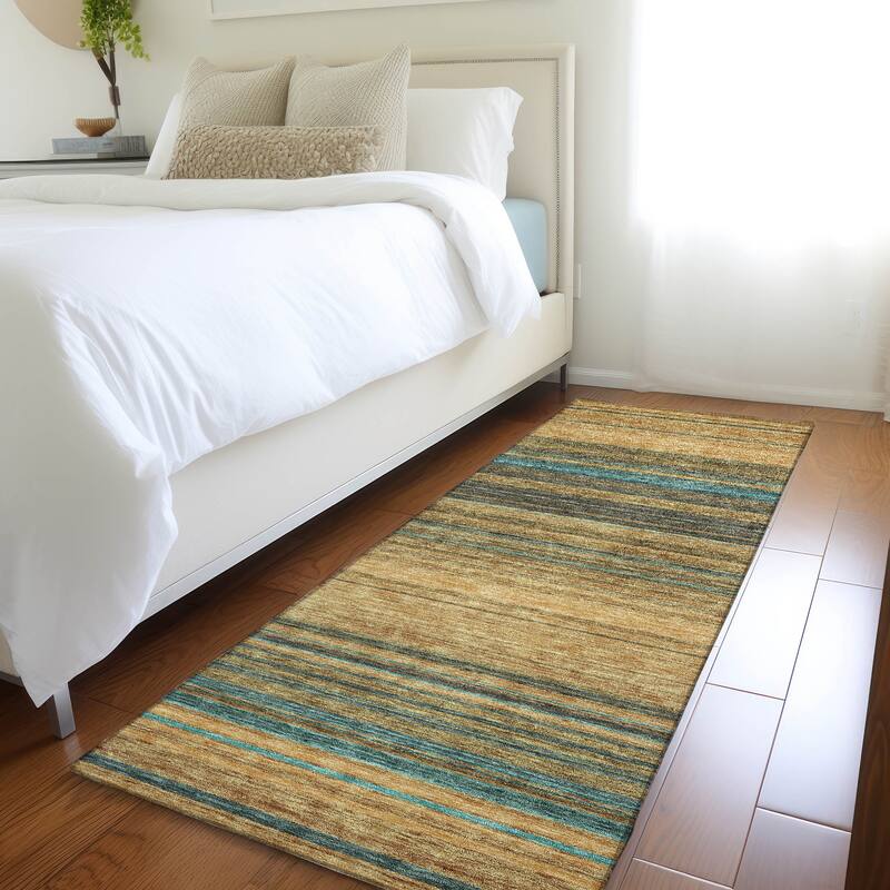 Premium Washable Super Soft Modern Stripes Mayfield Rug - Wheat - 2'3" x 7'6"