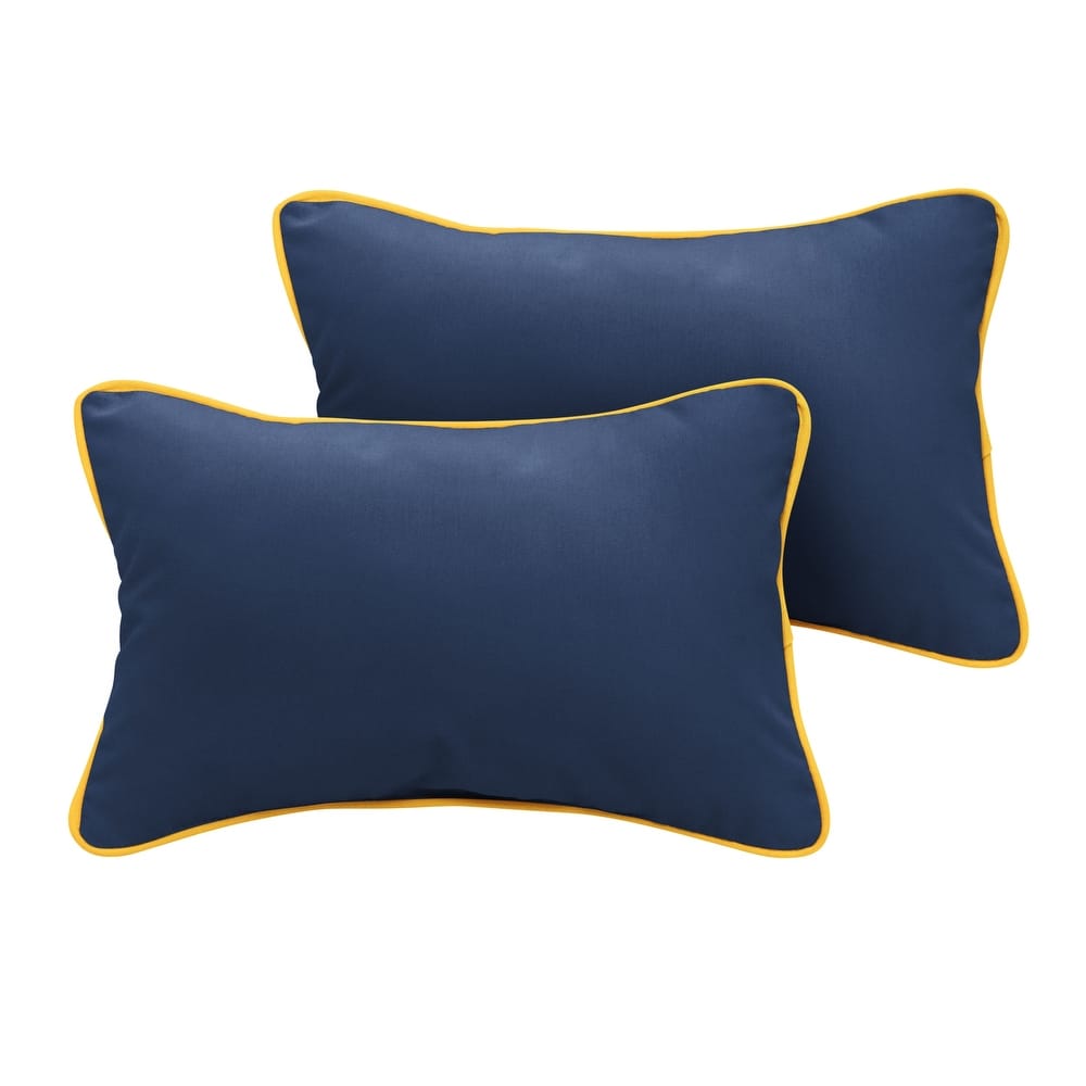 Sunbrella Canvas Navy/ Sunflower Yellow Indoor/ Outdoor Pillow Set