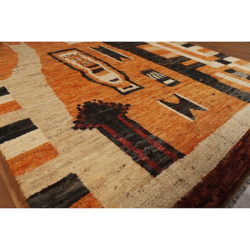 Tribal Geometric Moroccan Oriental Area Rug Handmade Wool Carpet - 6'9" x 9'10" - 6'9" x 9'10" - Orange