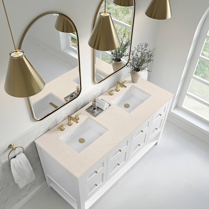 Breckenridge 60" Double Vanity, Bright White - 60D - Eternal Marfil