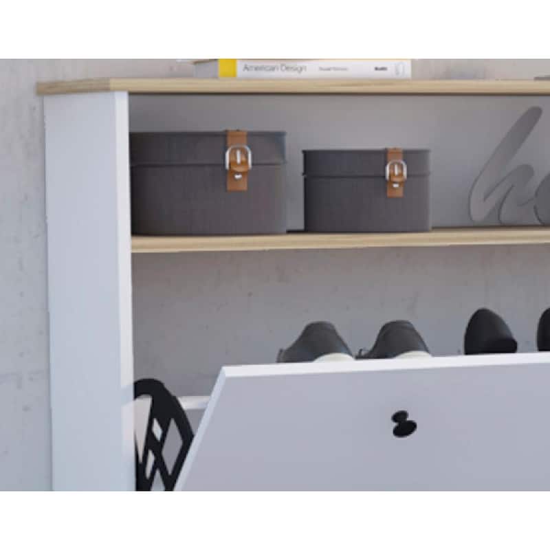 Cranbery 2-Shelf Shoe Rack Light Oak and White