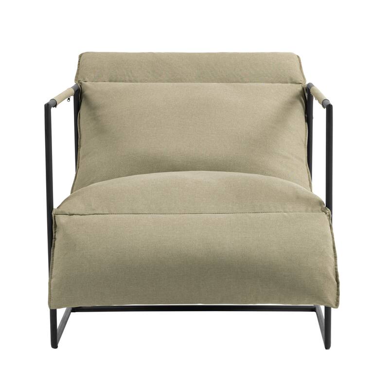 Metal Framed Sling Accent Chair with Bag Cushion