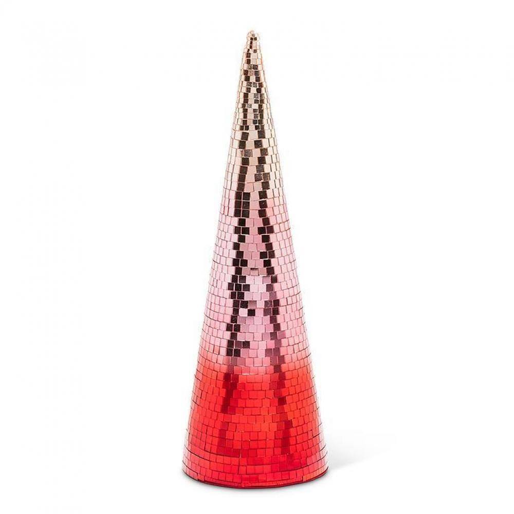 Pink To Red Ombre Mirror Cone Tree Statuette