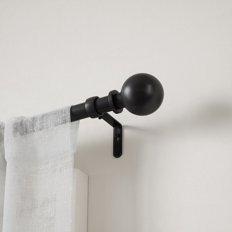 Black Curtain Rod - Adjustable 36-72 Inch Rod - Modern Window Treatment Hardware - M