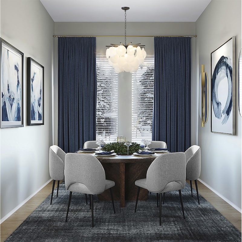 Transitional 7-Light Stain Black Chandelier With Frosted White Glass Petals