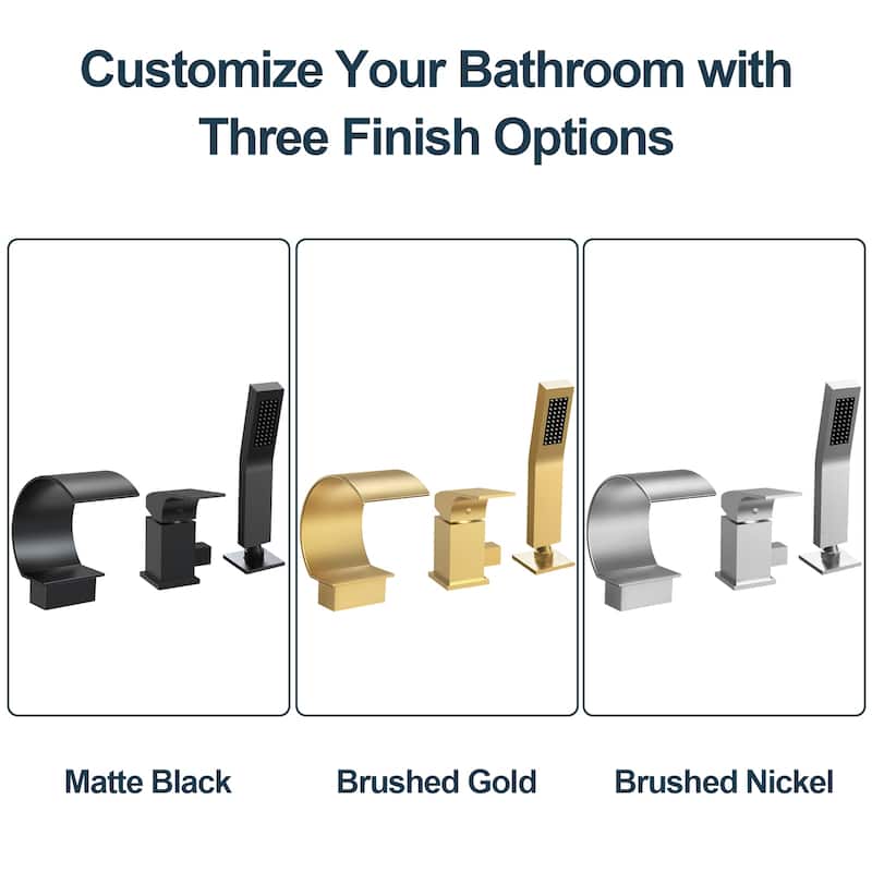 GRANDJOY Shower Faucet Set Deck Mount Bathtub Spout and Handheld Spray Combo High Pressure