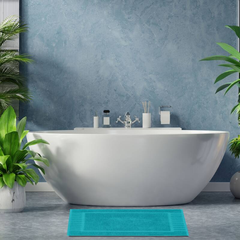 White Classic Luxury Cotton Bath Mat 22x34 Set of 2