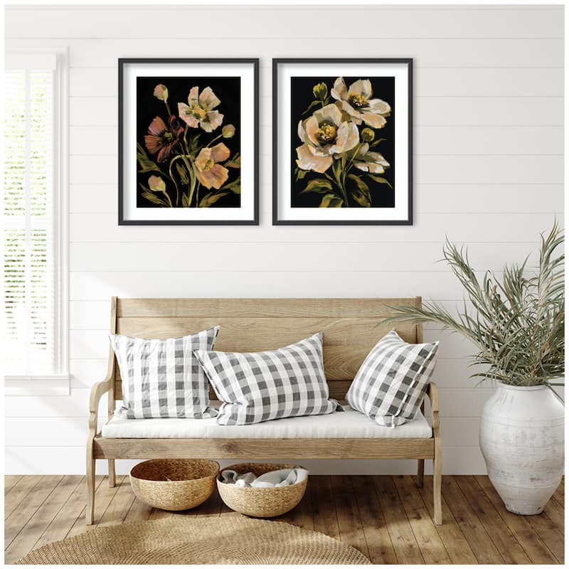 Kate and Laurel Moody Floral 5 & 8 2 Piece Framed Wall Art Print Set by Annie Quigley